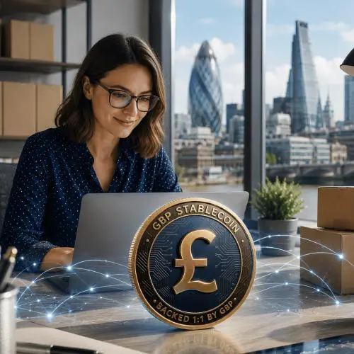 Image of an SME owner using stablecoin in London | Teybridge Capital Europe Blog Post